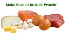 The Best Protein Sources to Include in a Healthy Diet. Picture of eggs, mushrooms, cheese, fish and beef.